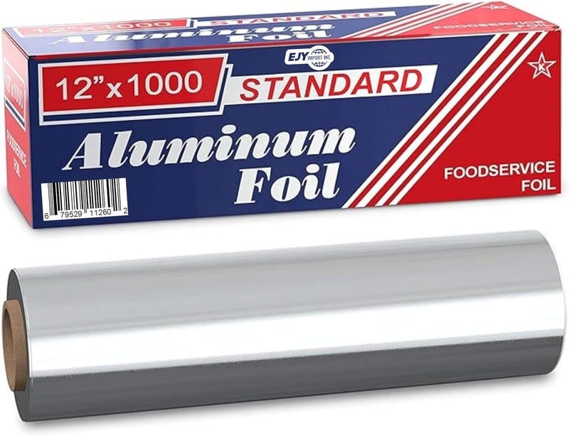 EJY IMPORT Standard Premium Aluminum Foil | 12”x1000 Feet Long | Industrial Size and Strength | Commercial Grade & Length Foil Wrap for Food Service Industry and Home Use| Strong Silver (1 Pack) - Image 3
